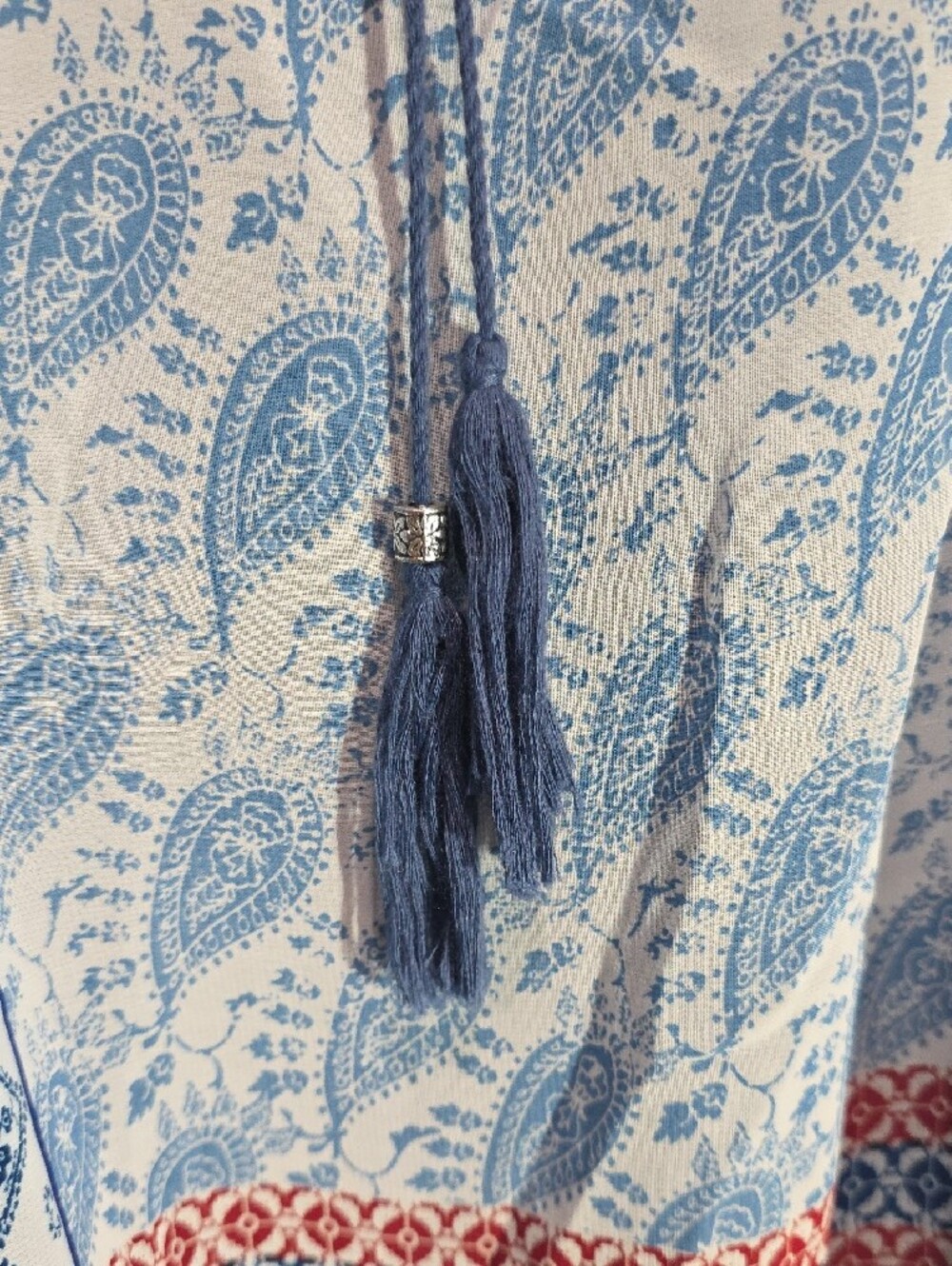 Blue Paisley-Panel Boho Tunic Top - Picture 3 of 8